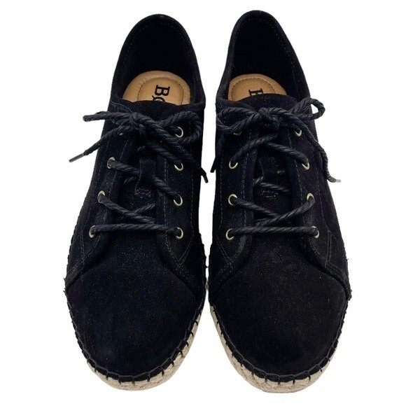 Born Black Suede Drilles Espadrille Lace-Up Loafer Spring Preppy Women’s Size 9 - Picture 4 of 16